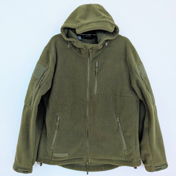 BAERSKIN Tactical Hoodie Men’s Full Zip Olive Green Fleece Jacket Utility Size L - Picture 1 of 8